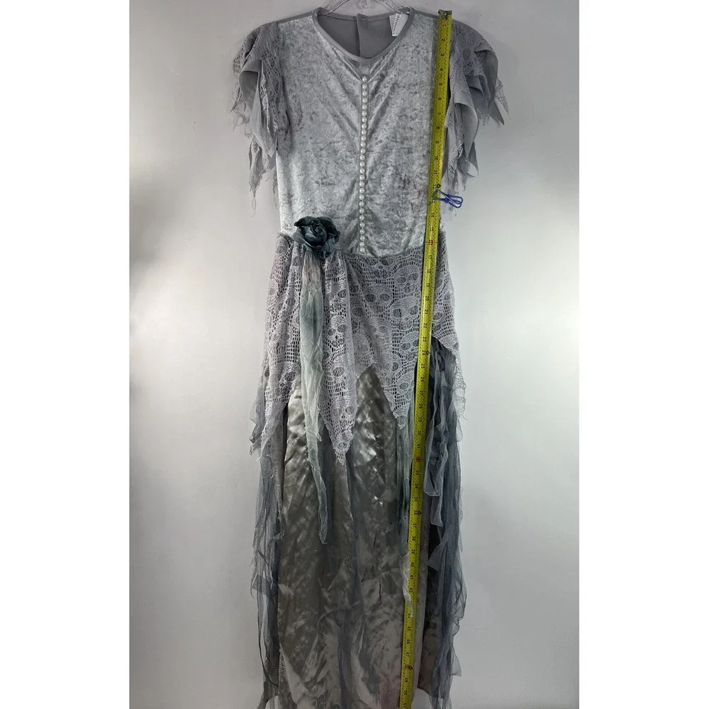Spirit Halloween Costume Child XL (14-16) Silver‎ Zombie Bride Faux Blood Stains